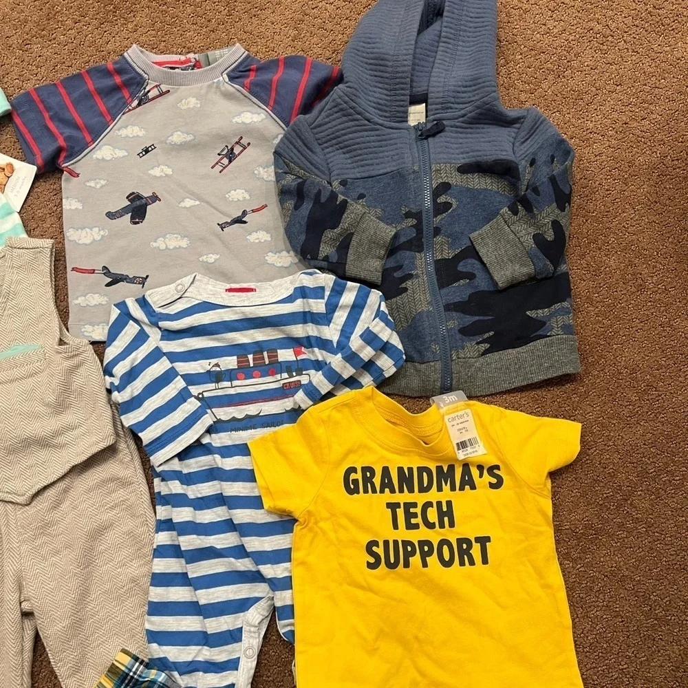 Bundle of 17 Pieces of Boys Clothes Size 3-6 Months Footies, Shorts, Pants, Sets